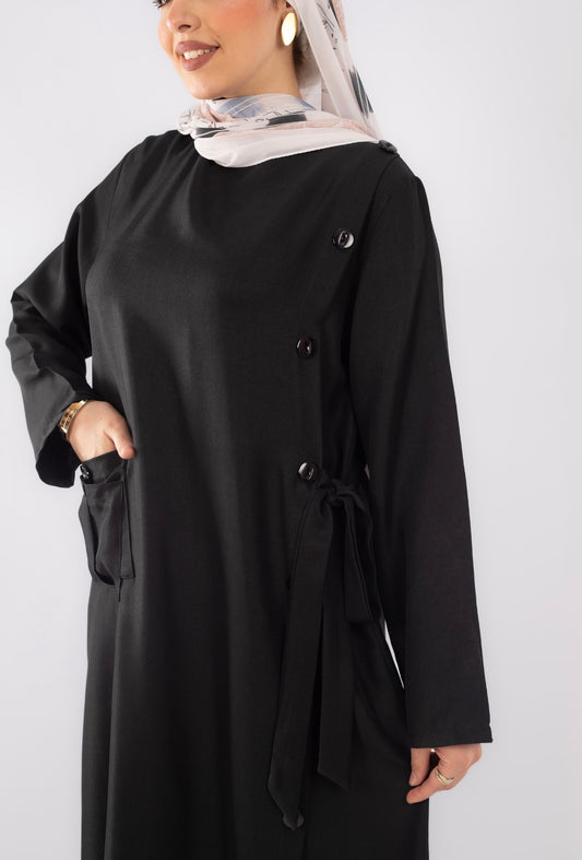 Cross Pocket Abaya In Black
