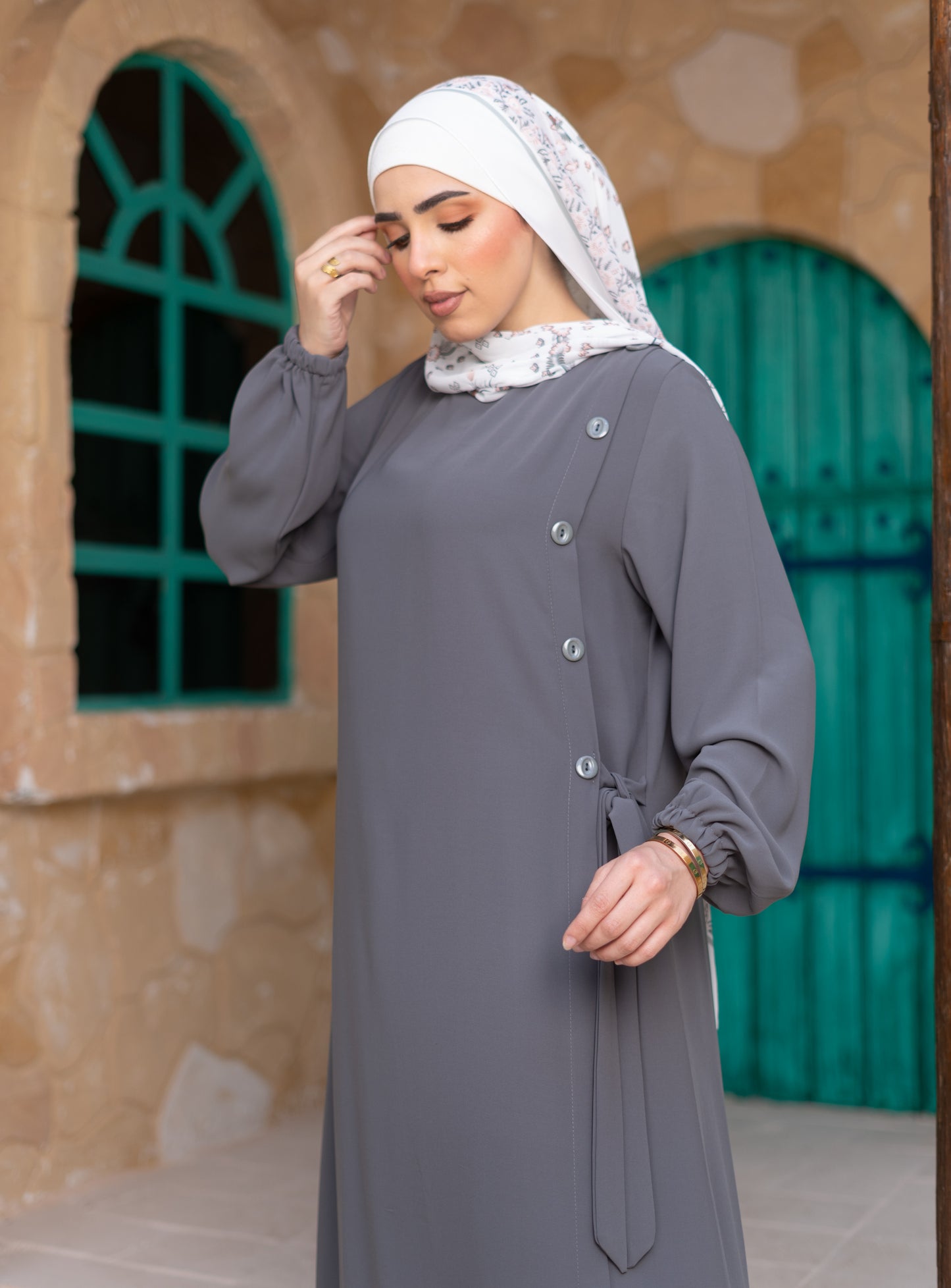 Velvet Abaya - C229 In Grey