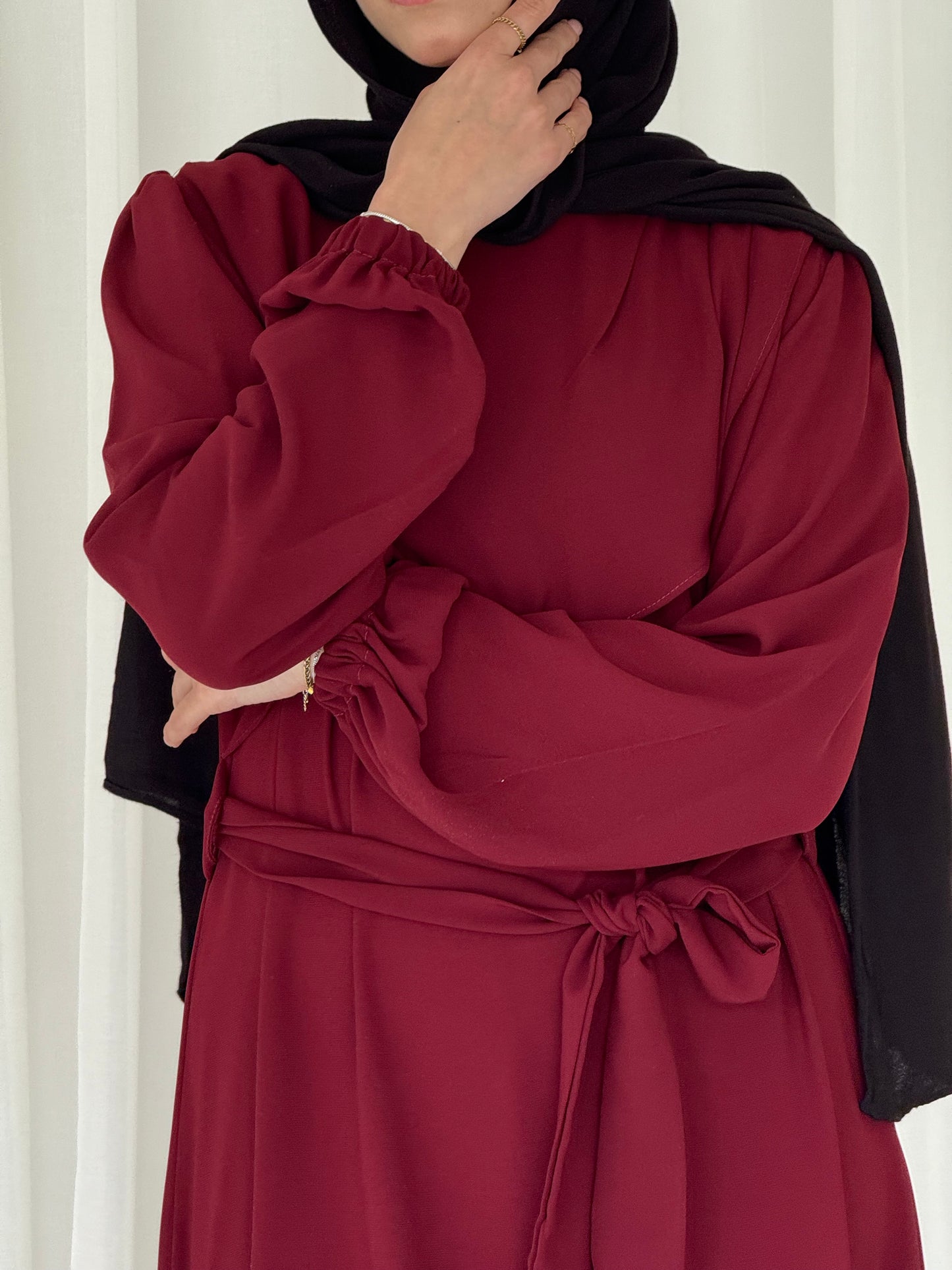 Butterfly abaya in burgundy